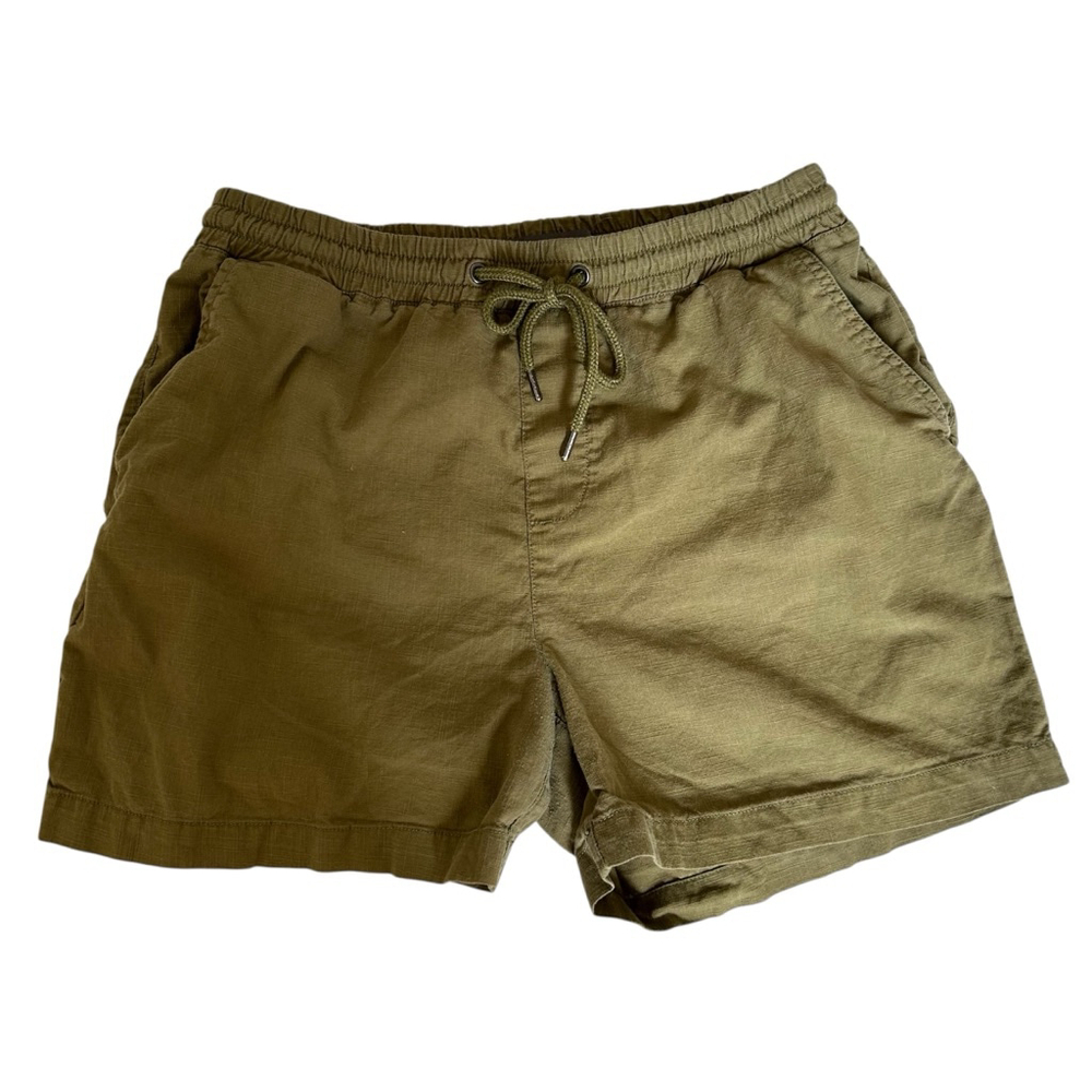ICHI Cotton Shorts Size S Army Green Stretch Spring Summer Casual
